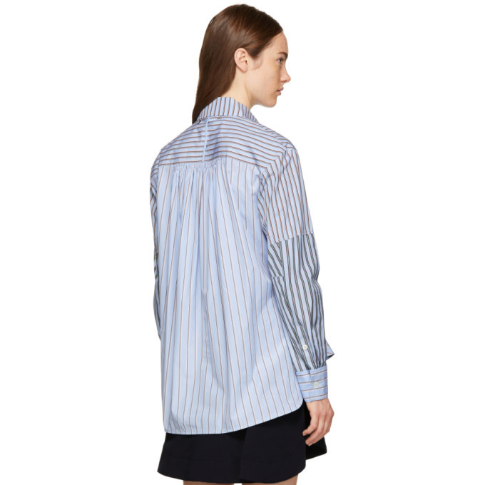 Carven Blue Stripe Mix Shirt Carven