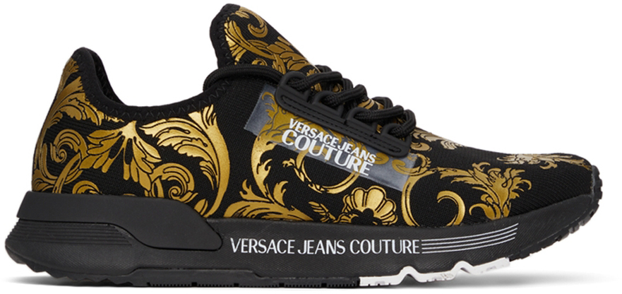 VERSACE JEANS COUTURE Chaussures Hommes Sneakers Spyke Baroque Gold Noir 
