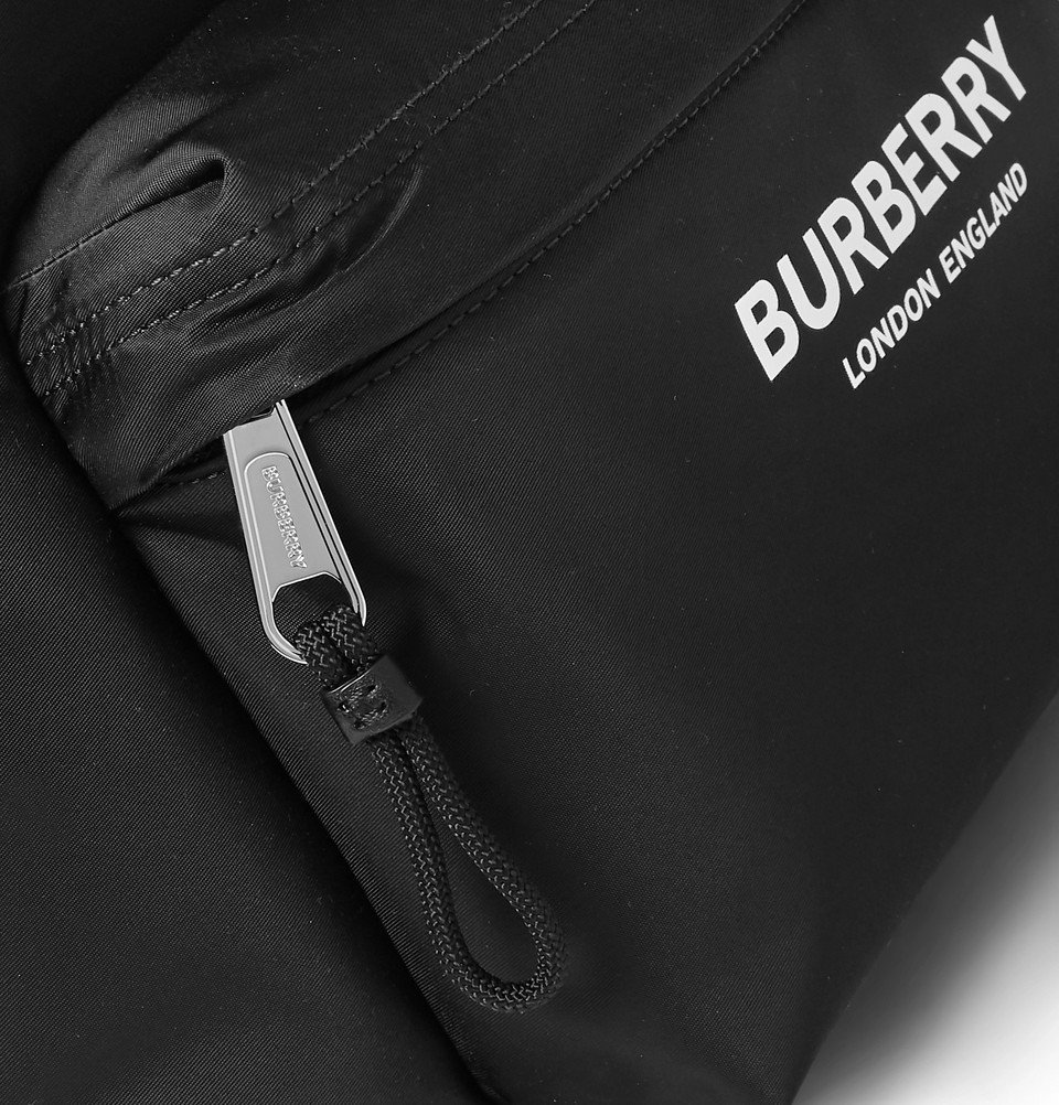 Burberry - Logo-Print Leather-Trimmed Nylon Backpack - Black Burberry
