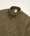Brooks Brothers Men's Stretch Milano Slim-Fit Sport Shirt, Non-Iron Windowpane Oxford | Dark Green