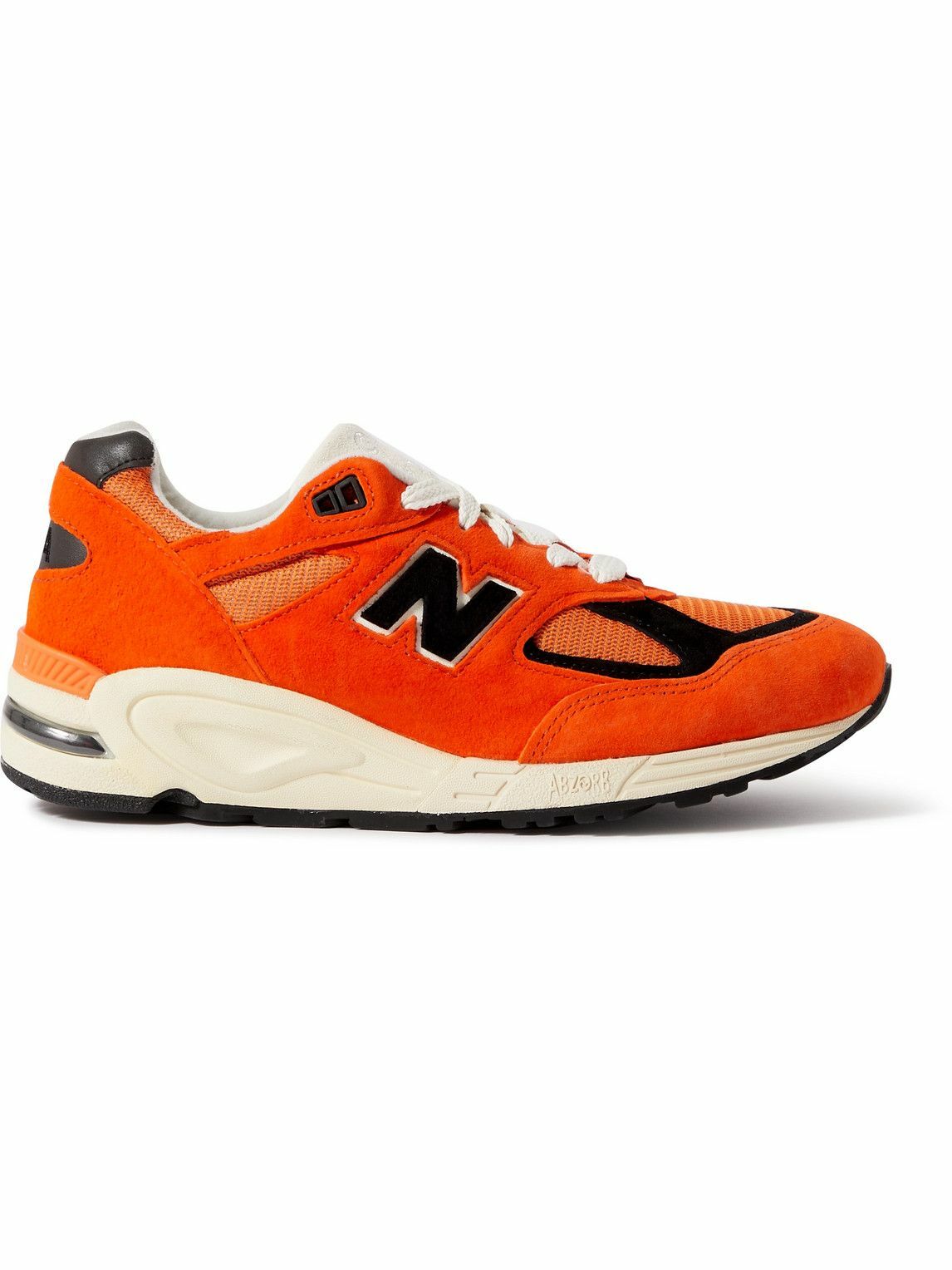 Photo: New Balance - Teddy Santis 990v2 Mesh and Suede Sneakers - Orange