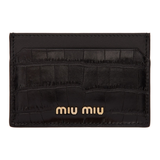 Miu Miu Black Croc Card Holder Miu Miu