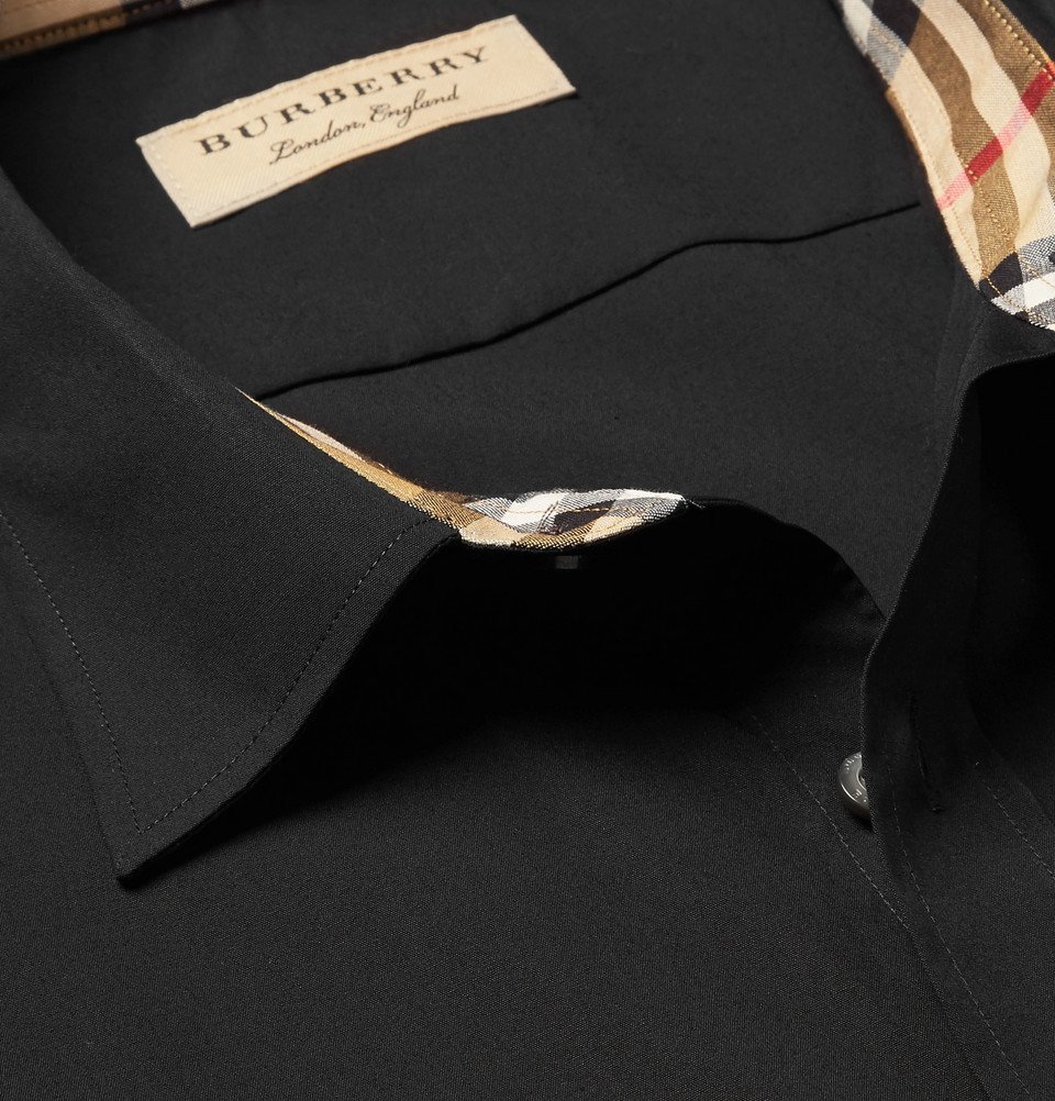 Burberry - Slim-Fit Stretch-Cotton Poplin Shirt - Men - Black Burberry