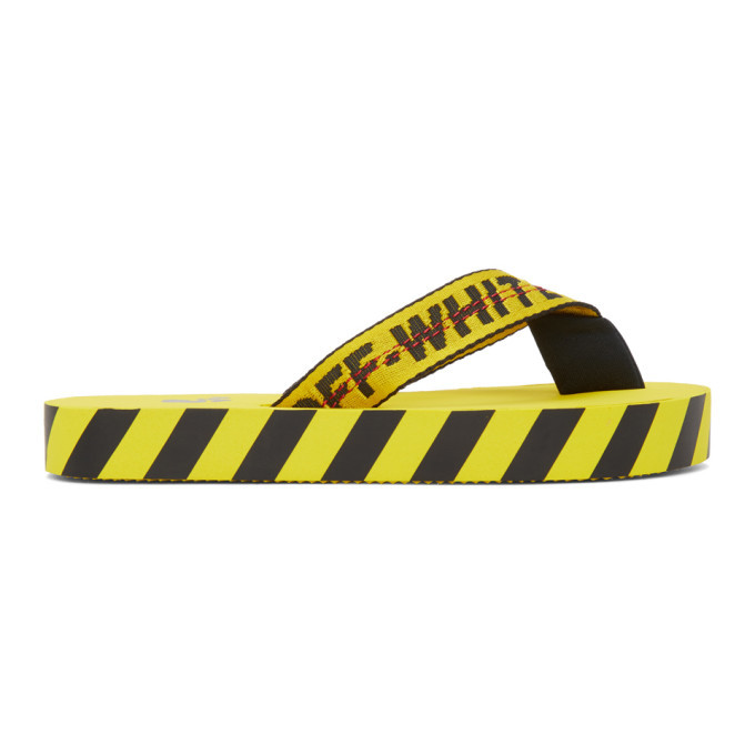 off white yellow flip flops