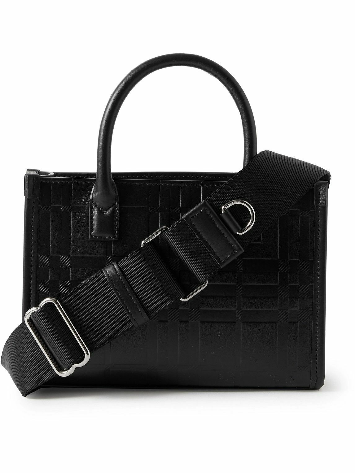 Burberry Embossed Checked Leather Messenger Bag Burberry