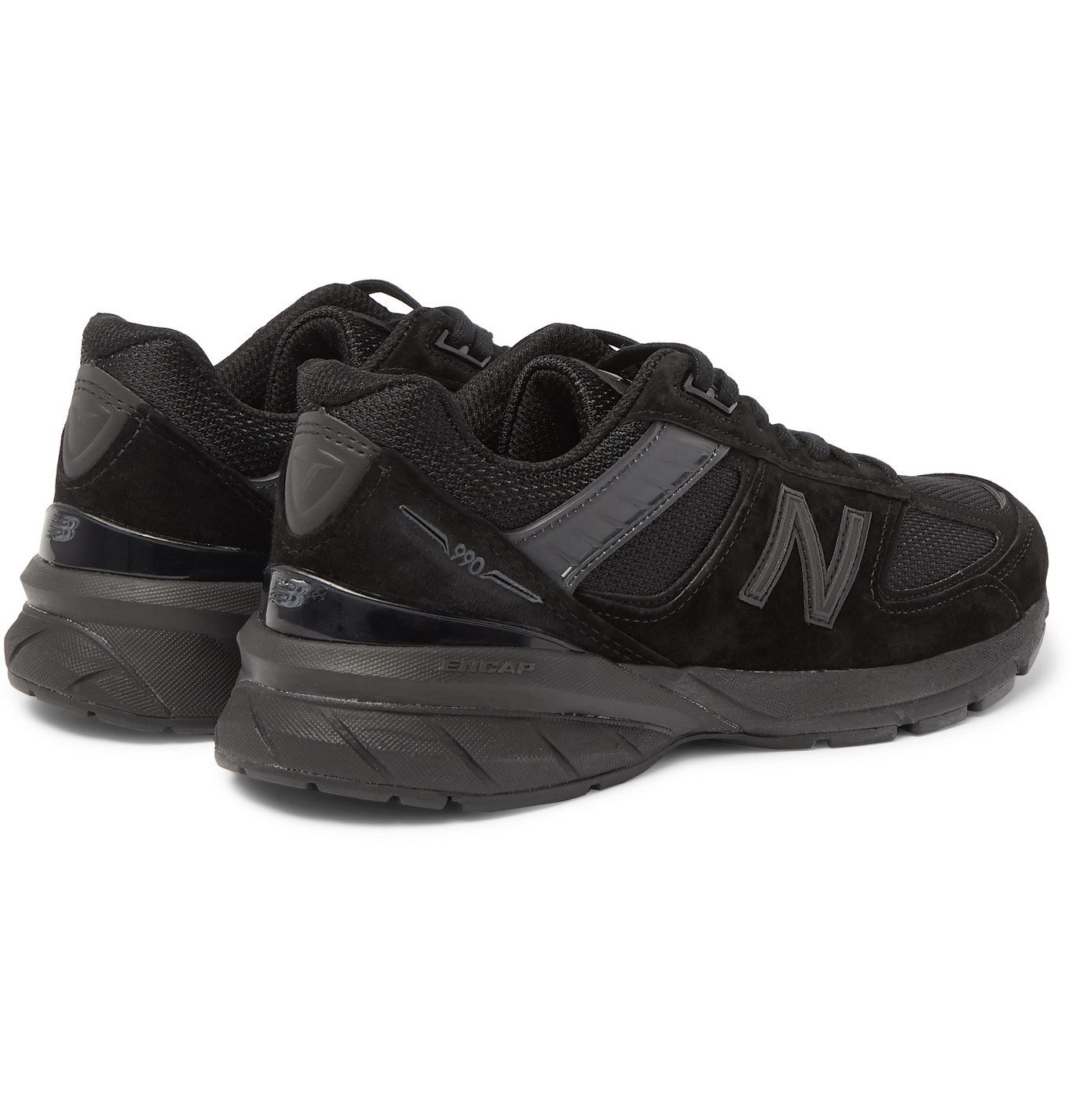 New Balance - M990v5 Rubber-Trimmed Suede and Mesh Sneakers - Black