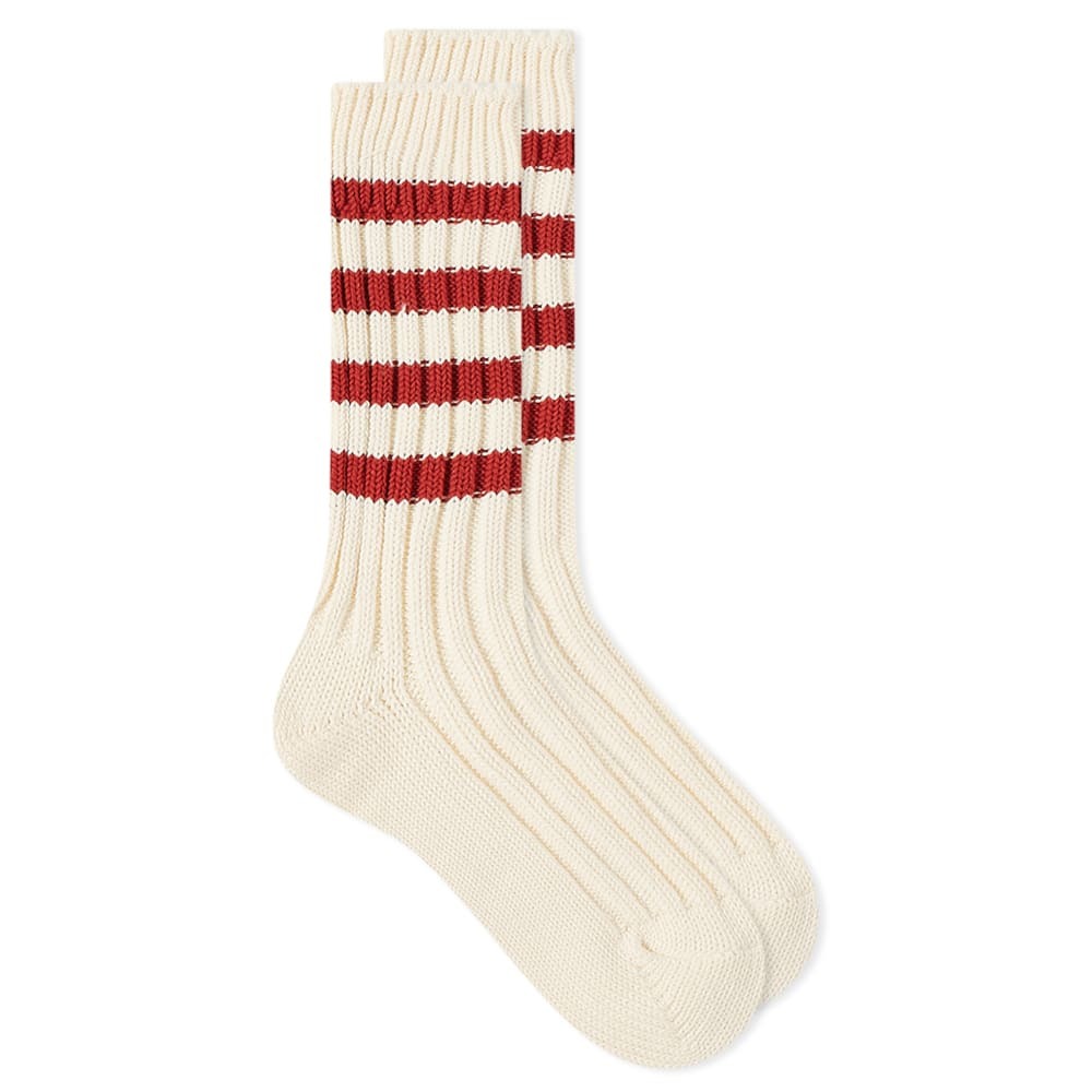 decka Heavyweight Stripe Sock in Ivory/Red decka