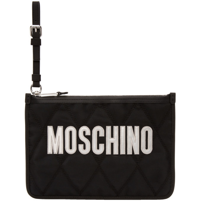 Moschino Black Quilted Logo Pouch Moschino