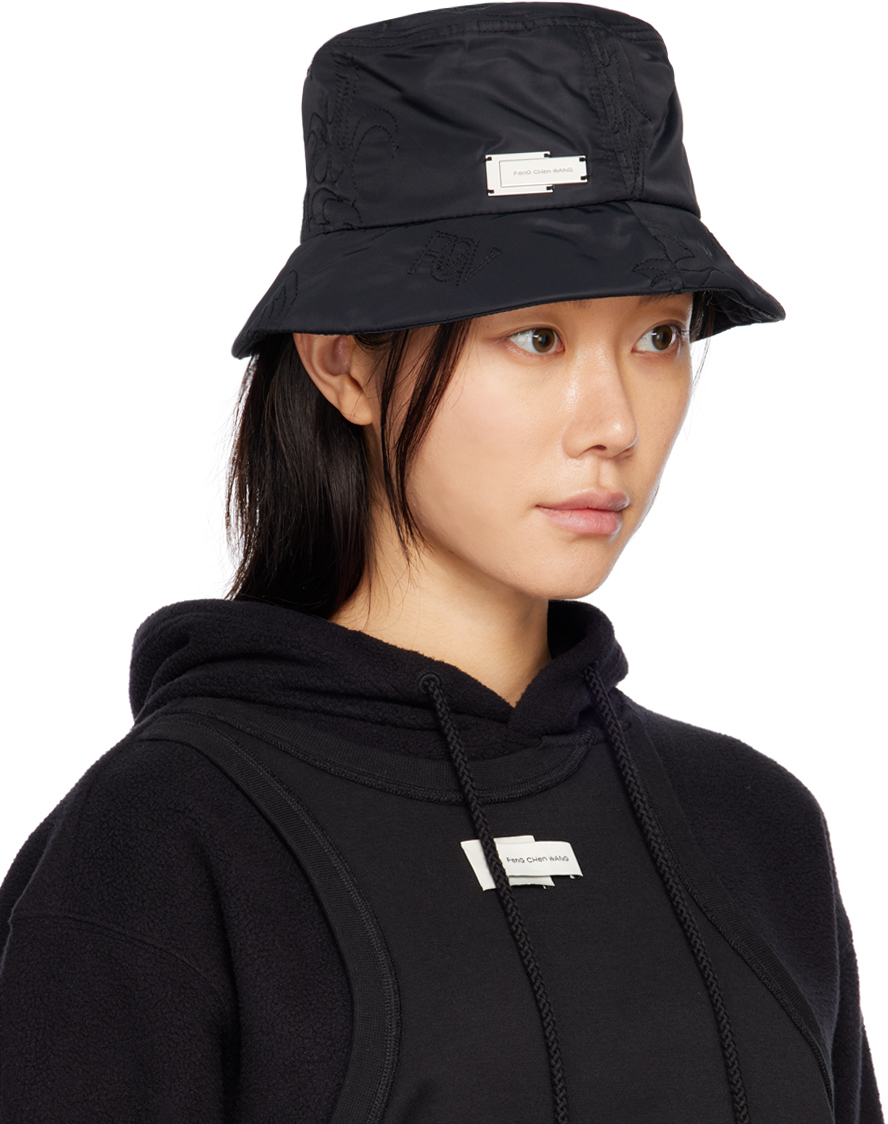 Feng Chen Wang Black Quilted Bucket Hat Feng Chen Wang