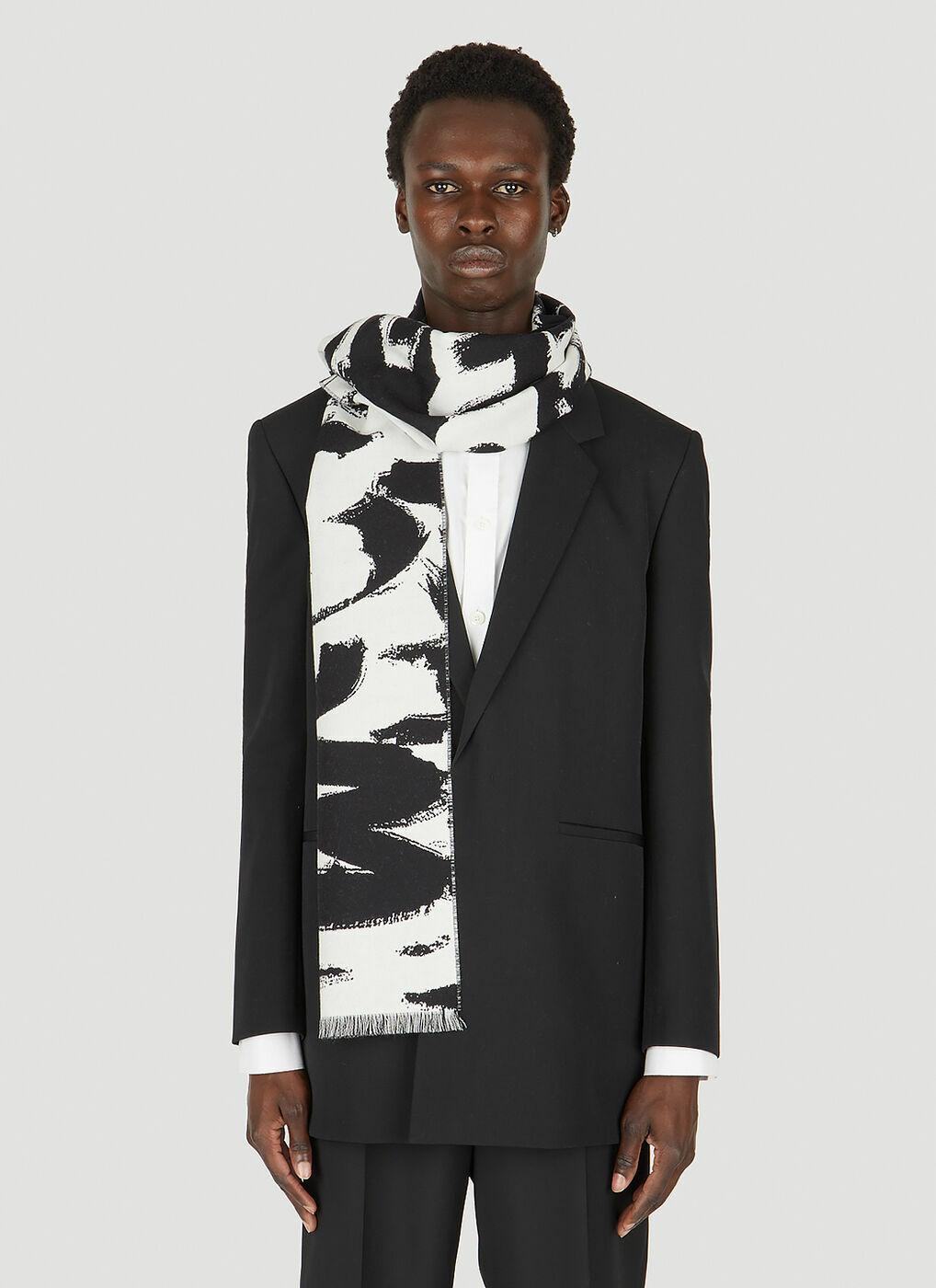 Graffiti All Over Scarf in Black Alexander McQueen