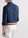Polo Ralph Lauren - Button-Down Collar Logo-Embroidered Cotton-Blend Poplin Shirt - Blue