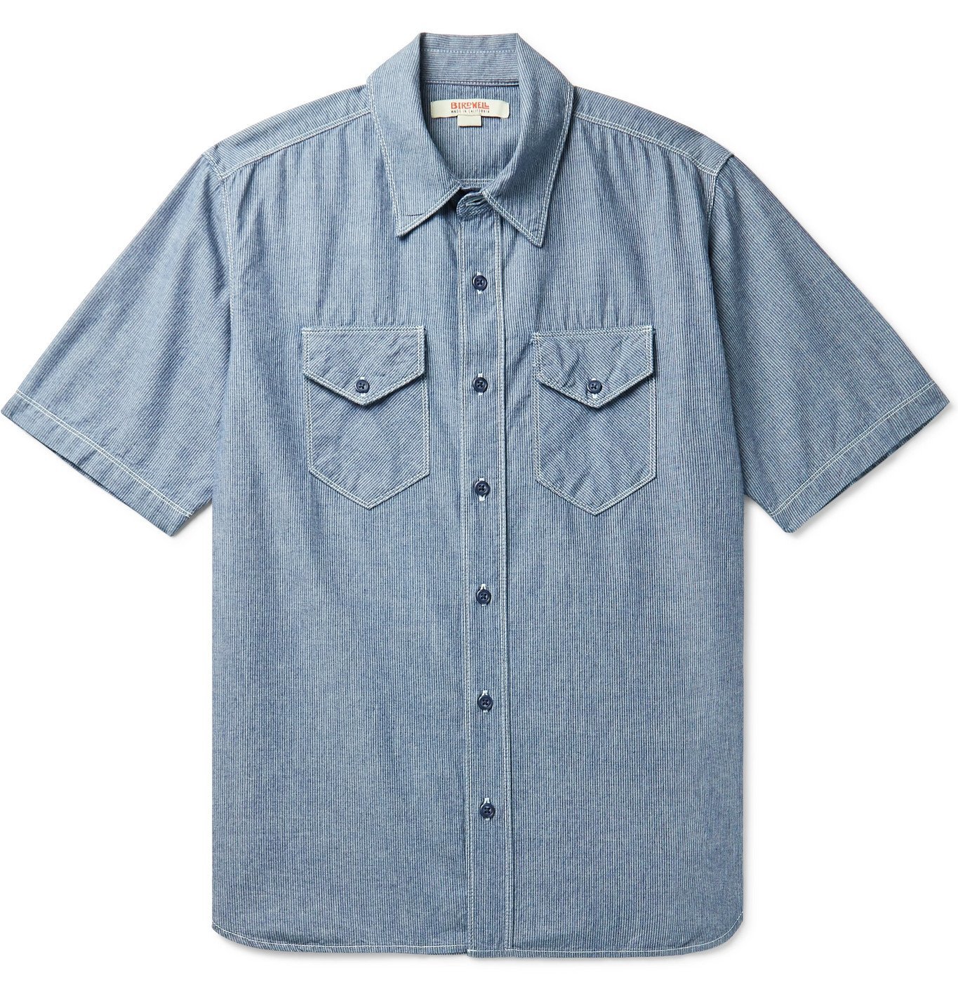 Birdwell - Pinstriped Cotton-Chambray Shirt - Blue Birdwell
