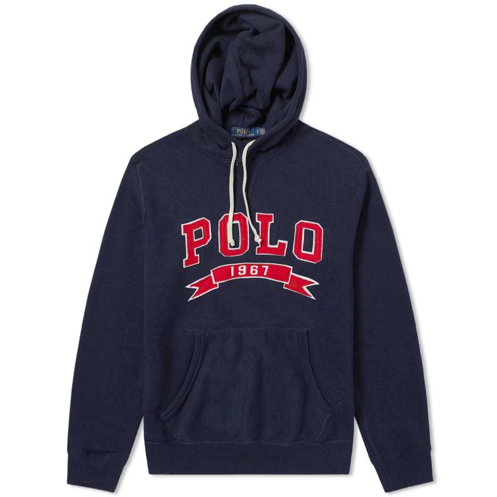 Polo Ralph Lauren Varsity Applique Logo Popover Hoody Blue Polo Ralph ...