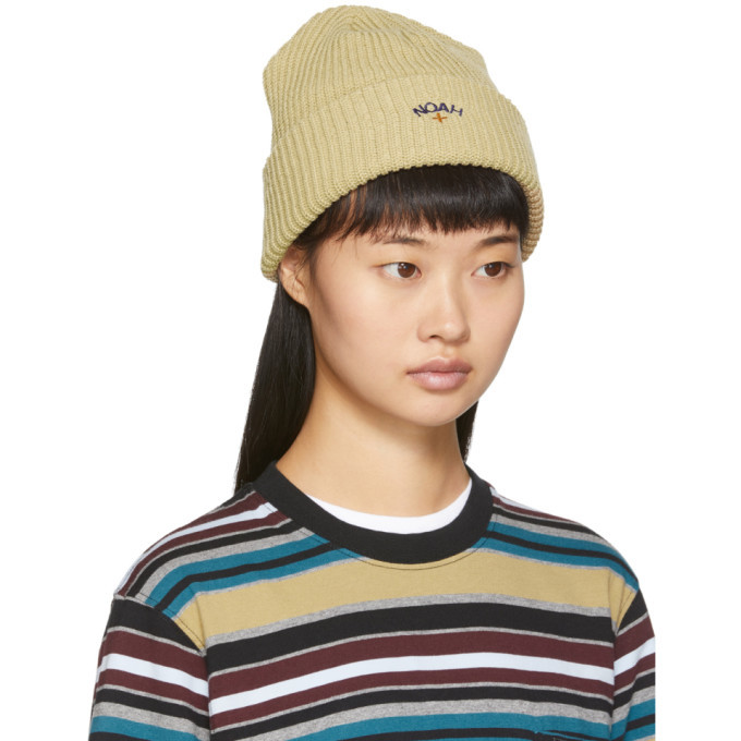 Noah NYC Beige Core Logo Beanie Noah NYC