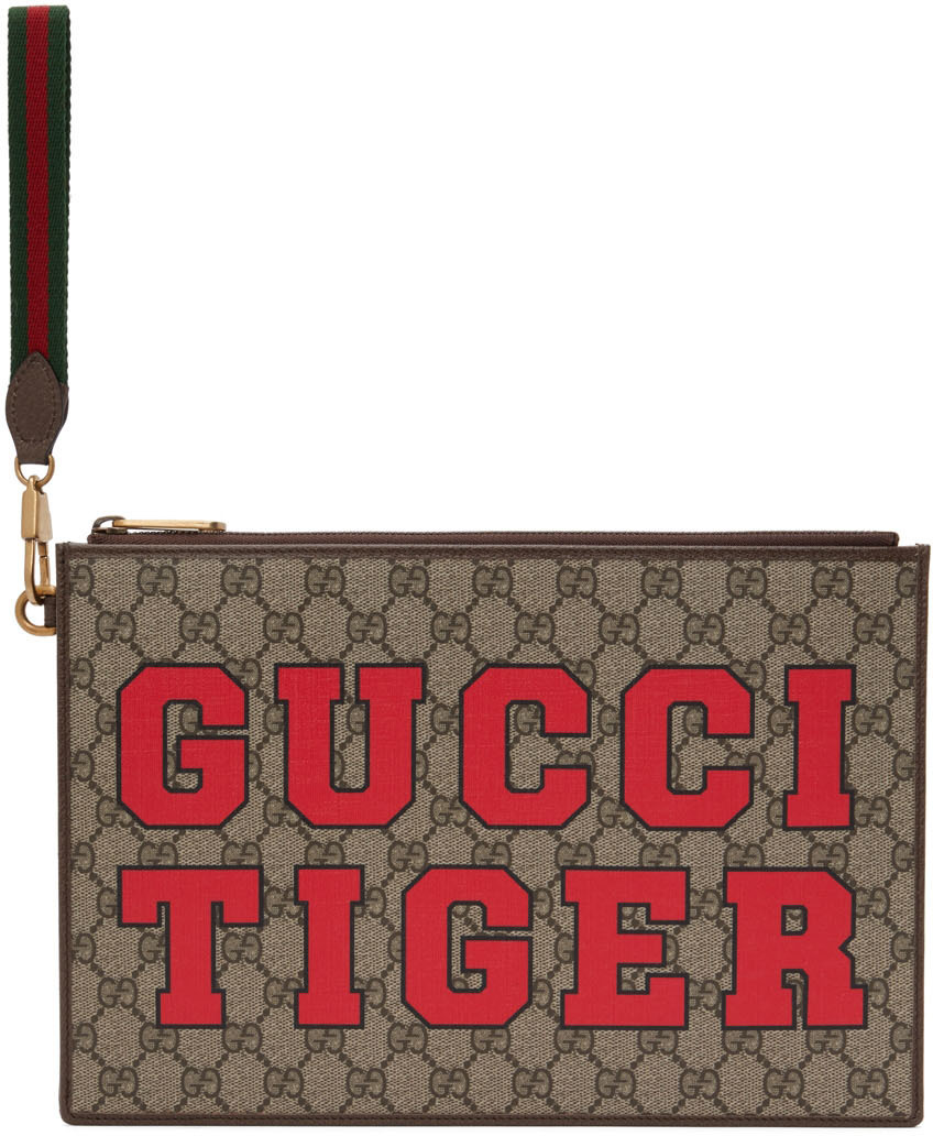 Gucci Brown Tiger GG Document Holder Gucci