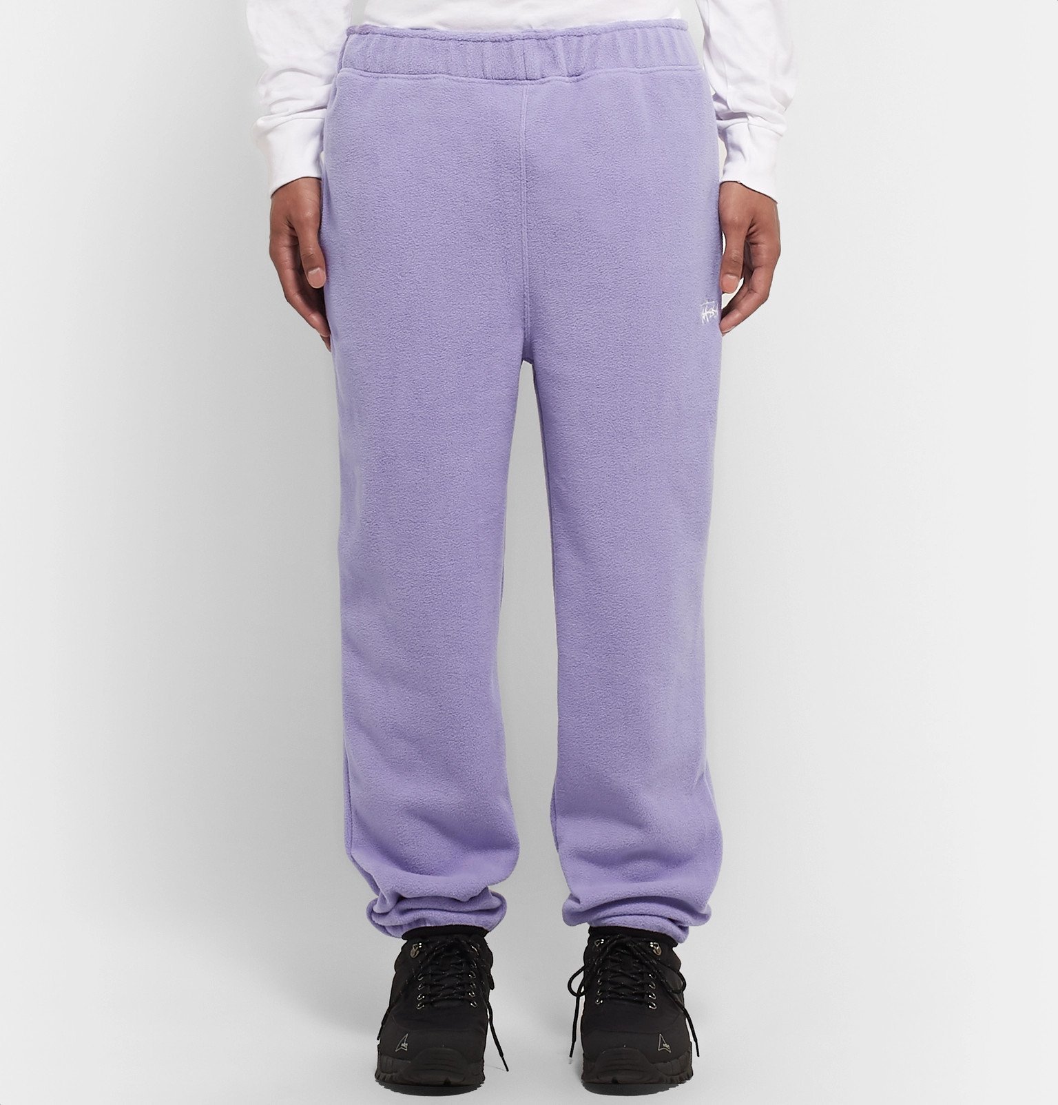 Stüssy - Logo-Embroidered Fleece Sweatpants - Purple Stussy