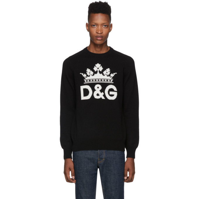 Dolce and Gabbana Black Cashmere DG Crown Sweater Dolce & Gabbana
