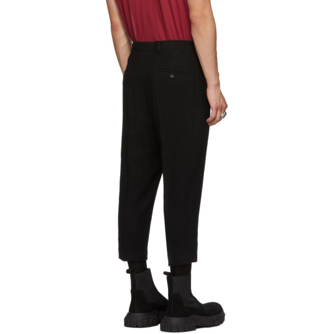 Rick Owens Black Slim Cropped Astaire Trousers Rick Owens