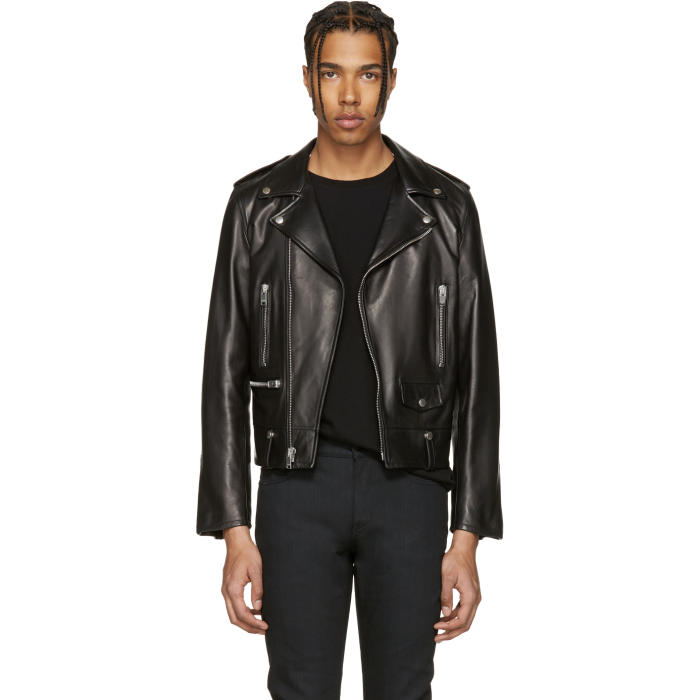 Saint Laurent Black Leather Biker Jacket Saint Laurent