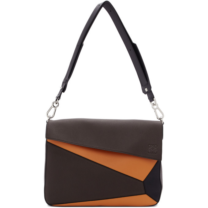 Loewe Orange and Brown Puzzle Messenger Bag Loewe