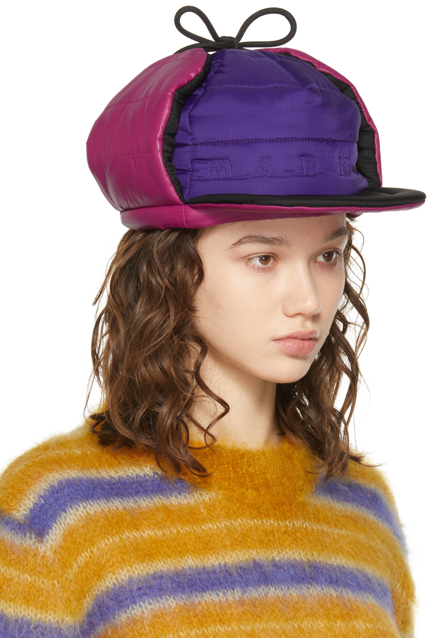 Black Quilted Aviator Hat Marni