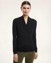 Brooks Brothers Women's Silk-Cashmere Shawl-Collar Sweater | Black