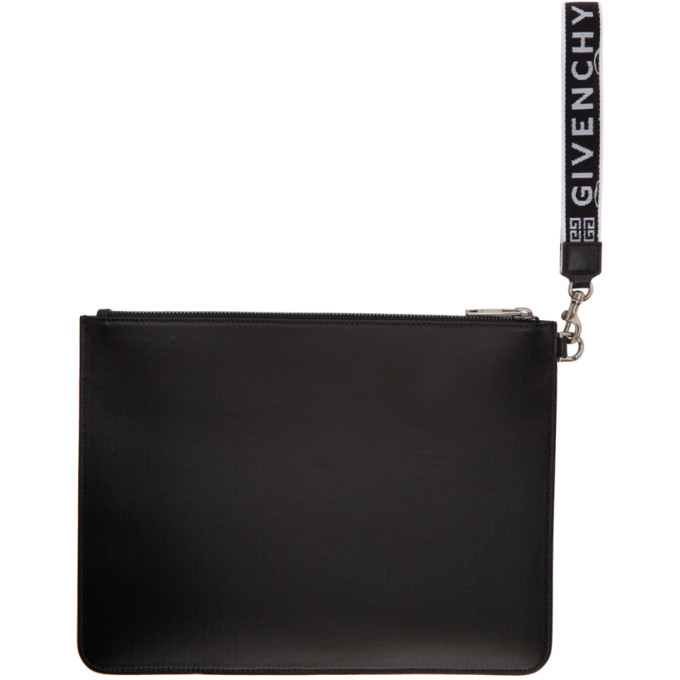 Givenchy Black and White Canvas 4G Wristlet Pouch Givenchy