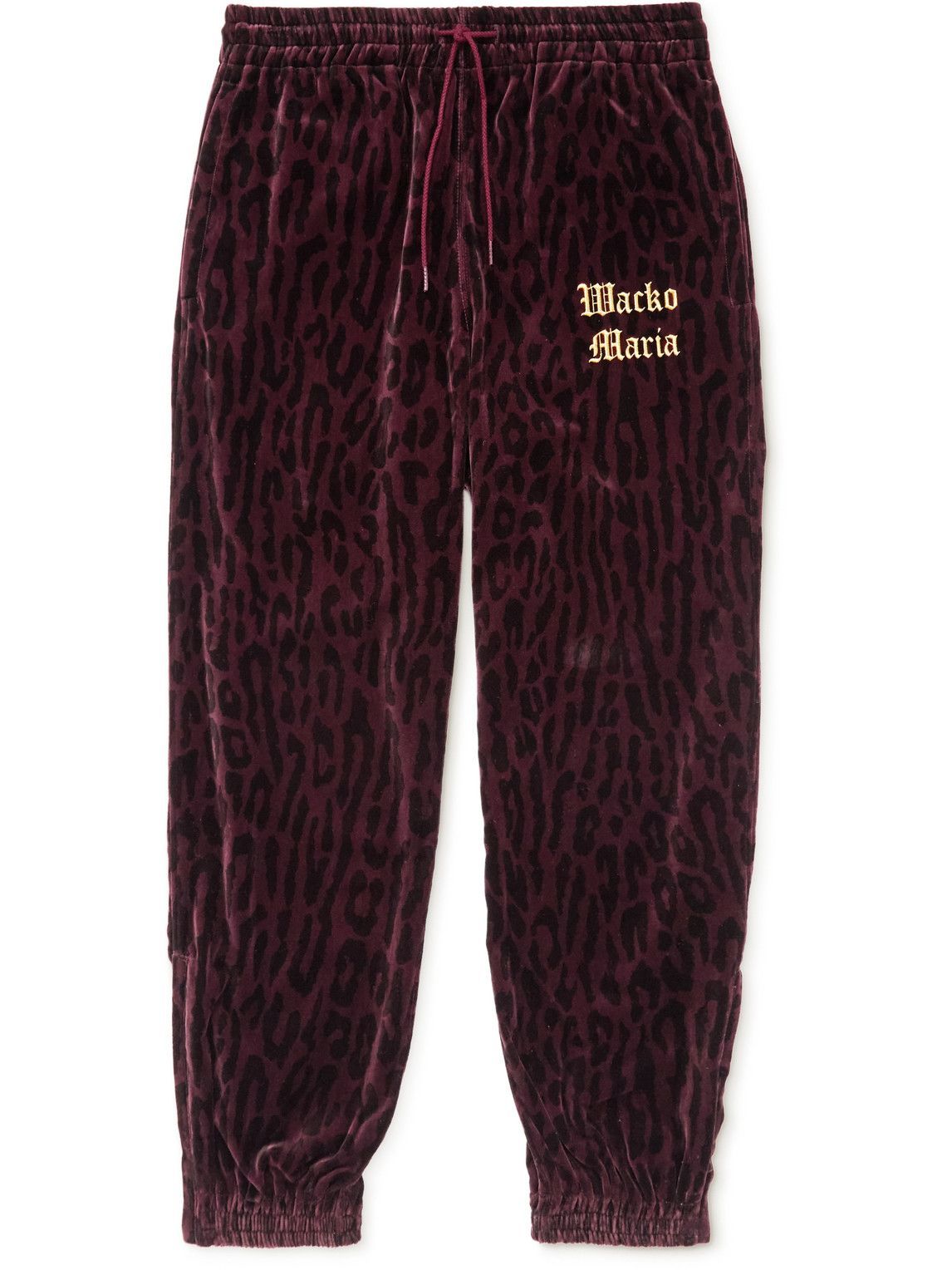 Wacko Maria - Tapered Logo-Embroidered Leopard-Print Cotton-Velvet