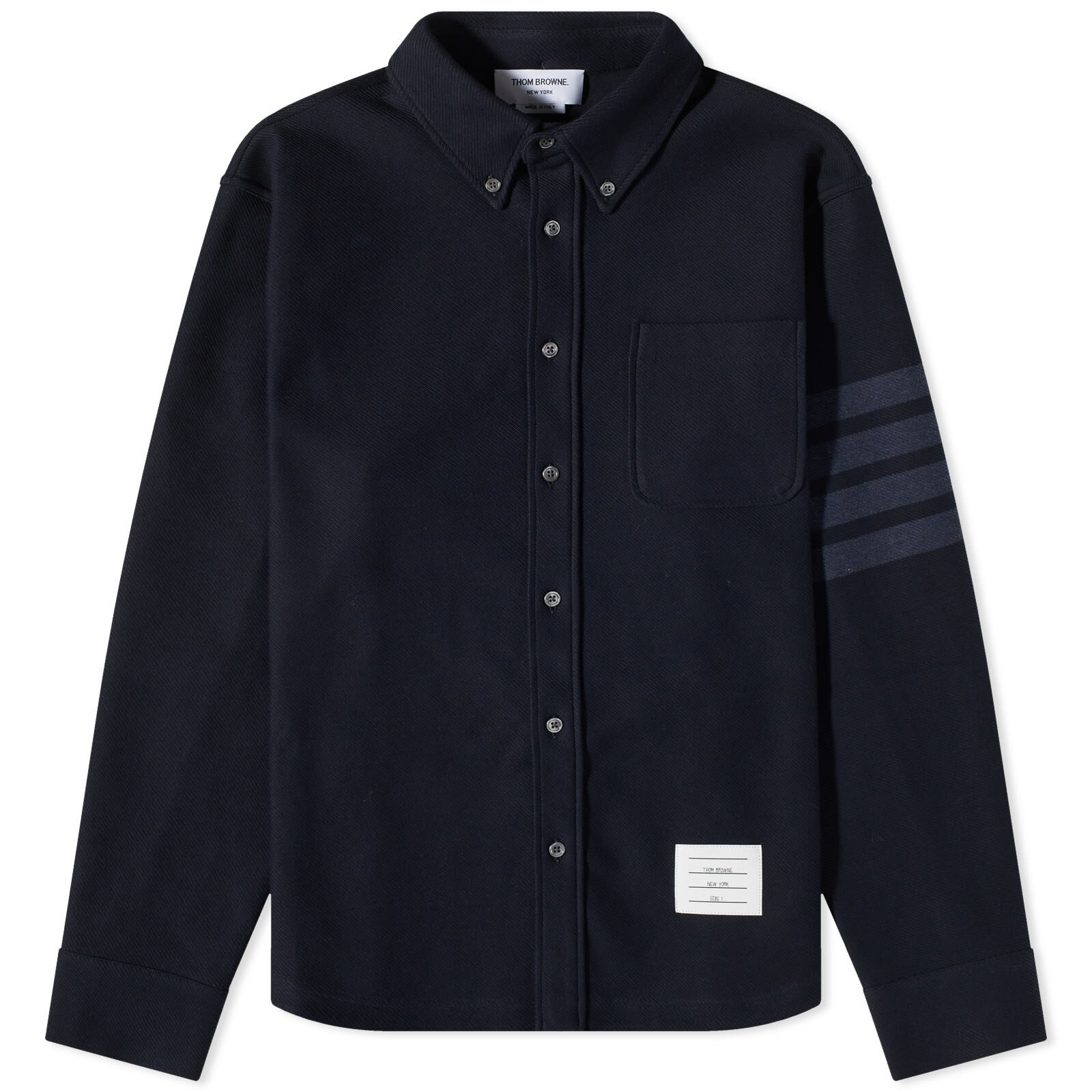 Thom Browne Men's Button Down Shirt Jacket in Navy Thom Browne