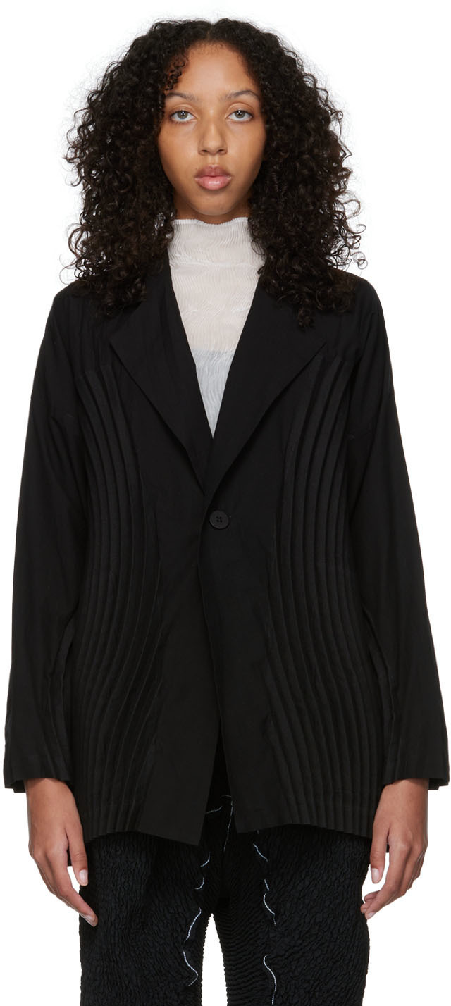 Issey Miyake Black Cotton Blazer Issey Miyake Men