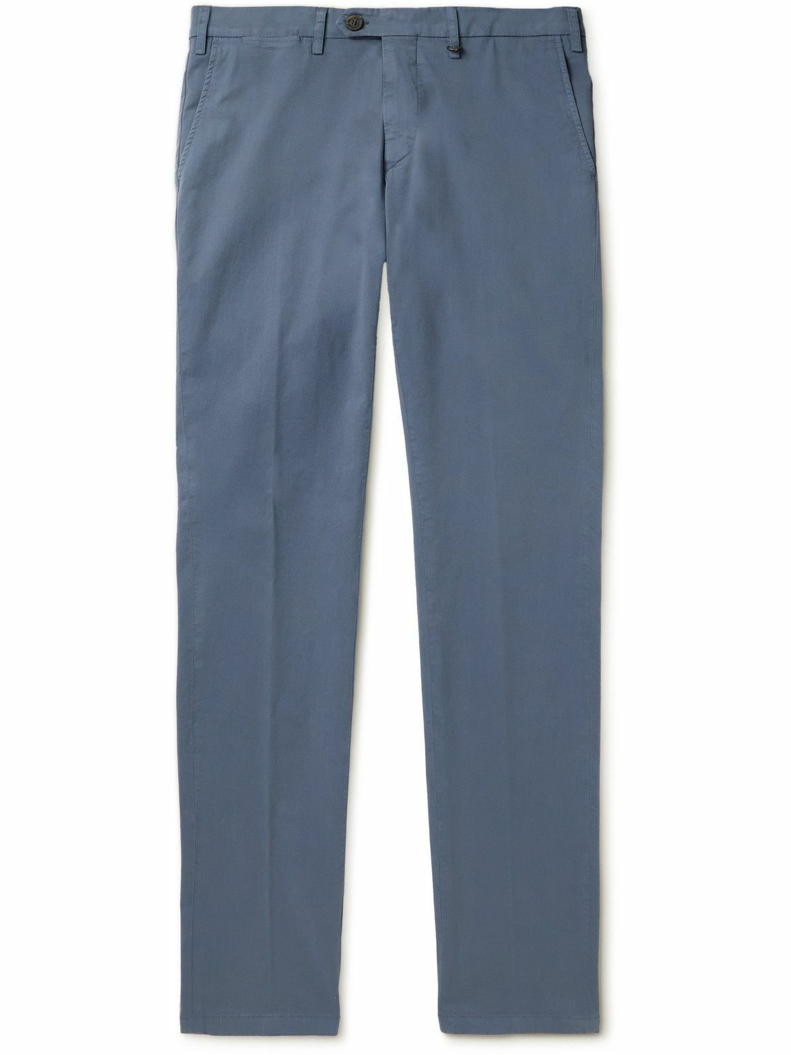 Photo: Canali - Slim-Fit Garment-Dyed Stretch-Cotton Twill Chinos - Blue