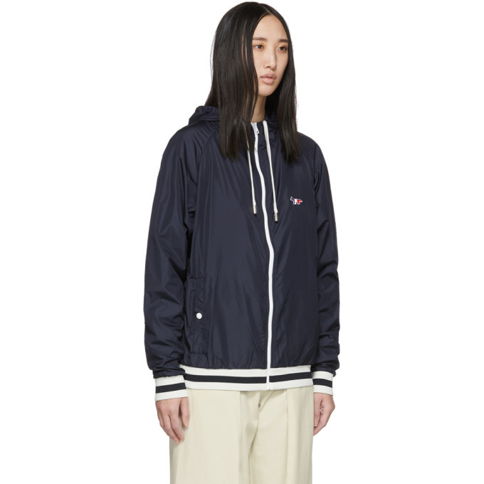 Maison Kitsune Navy Hooded Windbreaker 
