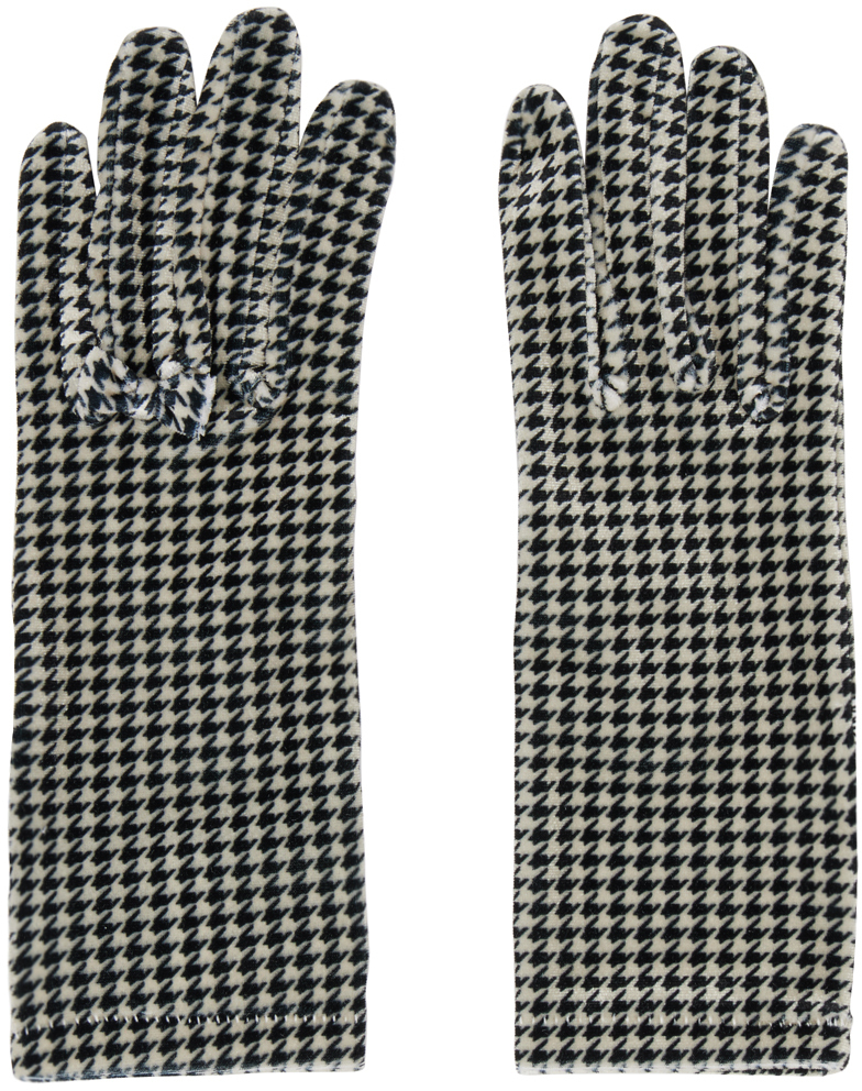 KIMHĒKIM Black & White Houndstooth Gloves KIMHĒKIM