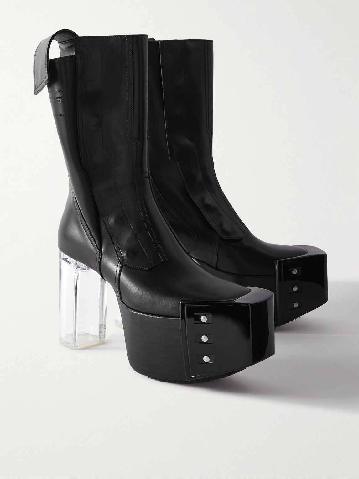 Rick Owens - Fogpocket Leather Platform Boots - Black