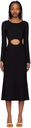 Reformation Black Via Midi Dress