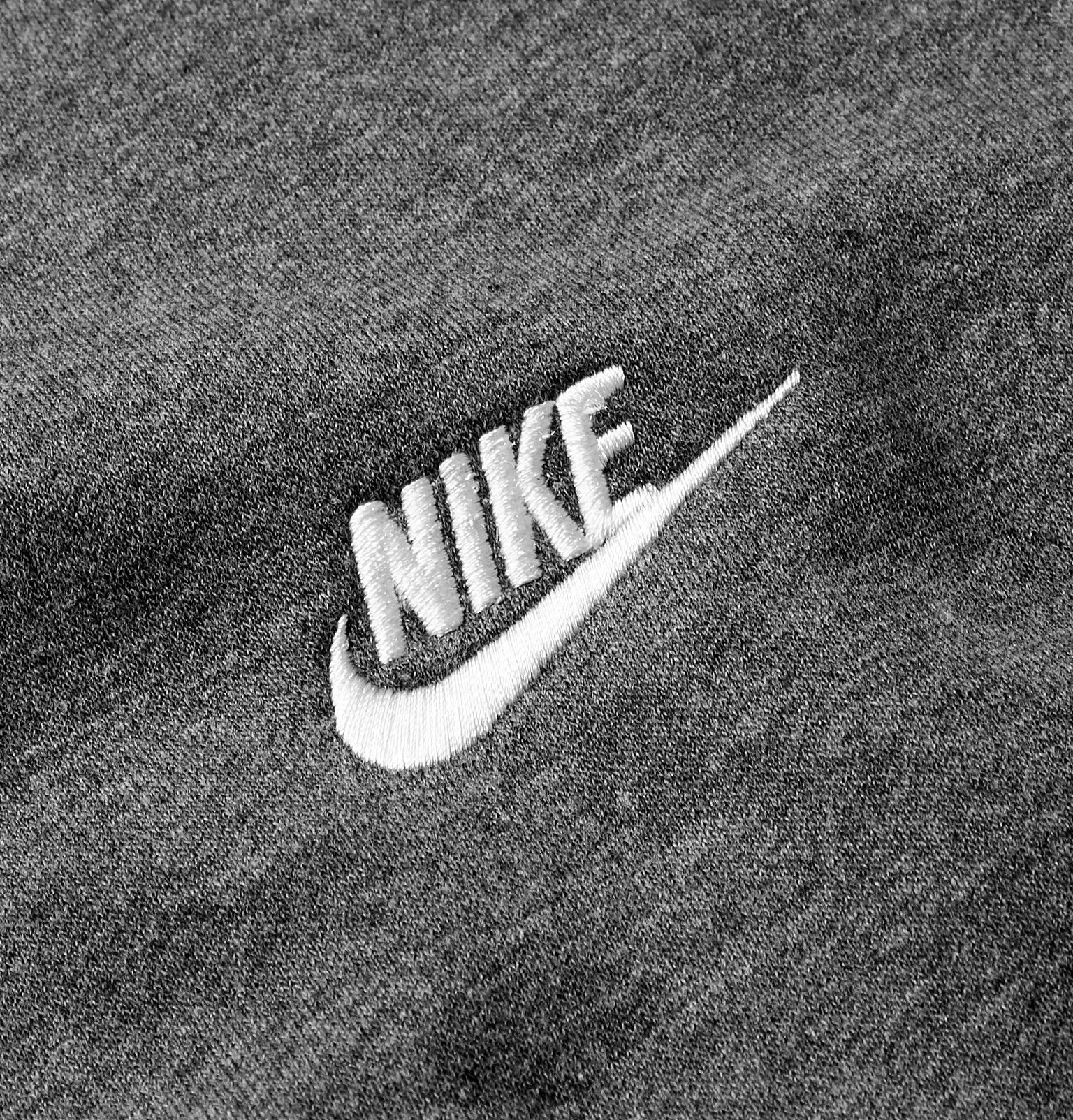Nike - Sportswear Logo-Embroidered Mélange Fleece-Back Cotton-Blend ...