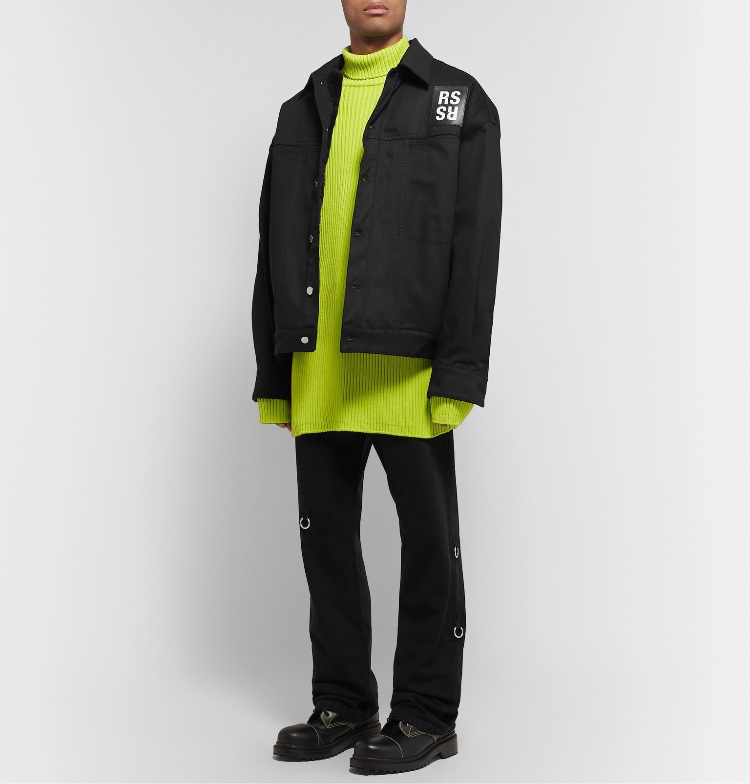 Raf Simons - Oversized Logo-Appliquéd Faux Fur-Lined Denim Jacket 