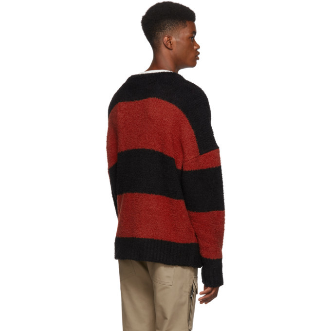 Amiri Black and Red Wool Striped Sweater Amiri