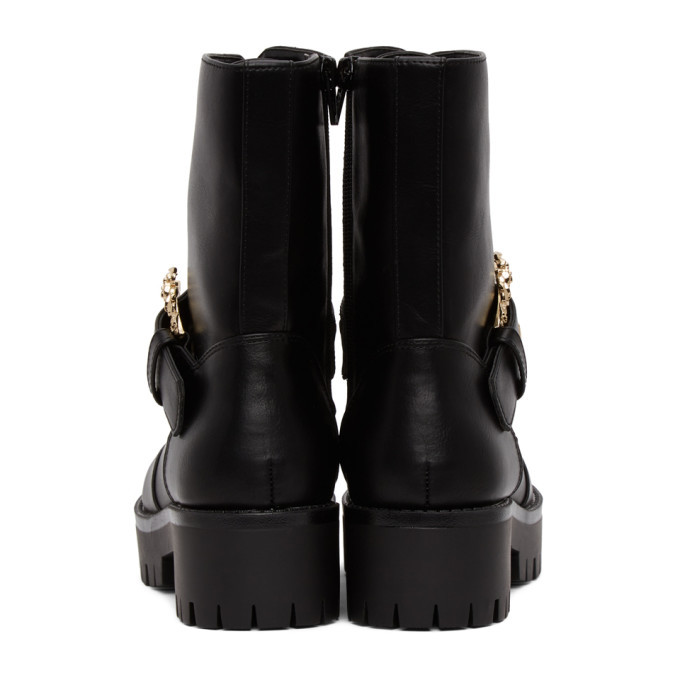 versace jeans couture black baroque combat boots