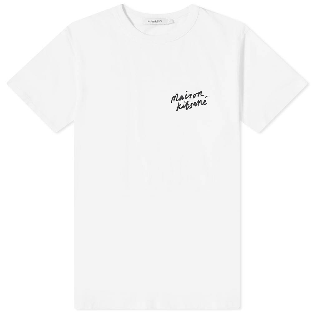 Maison Kitsuné Men's Mini Logo Handwriting T-Shirt in White Maison Kitsune