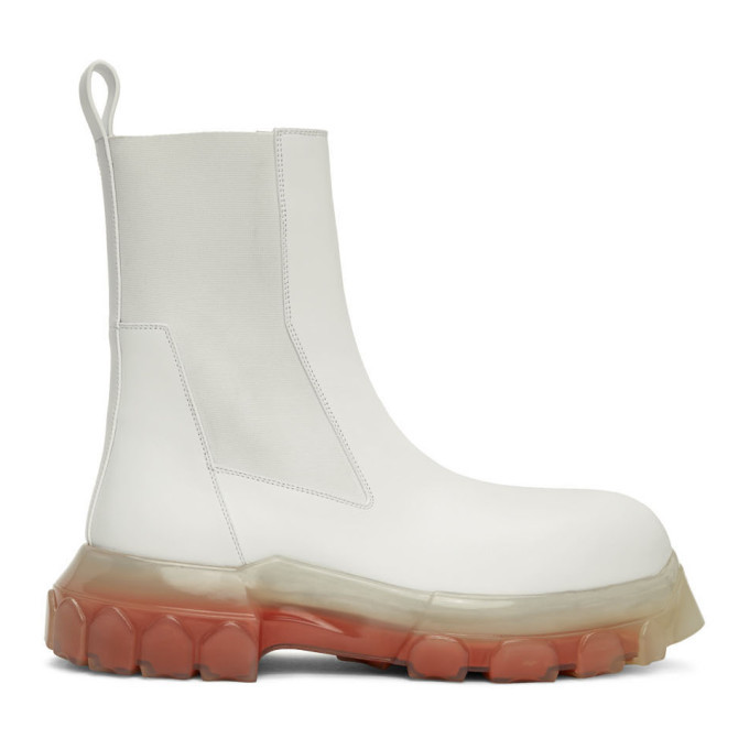 Rick Owens White Mega Bozo Tractor Chelsea Boots Rick Owens