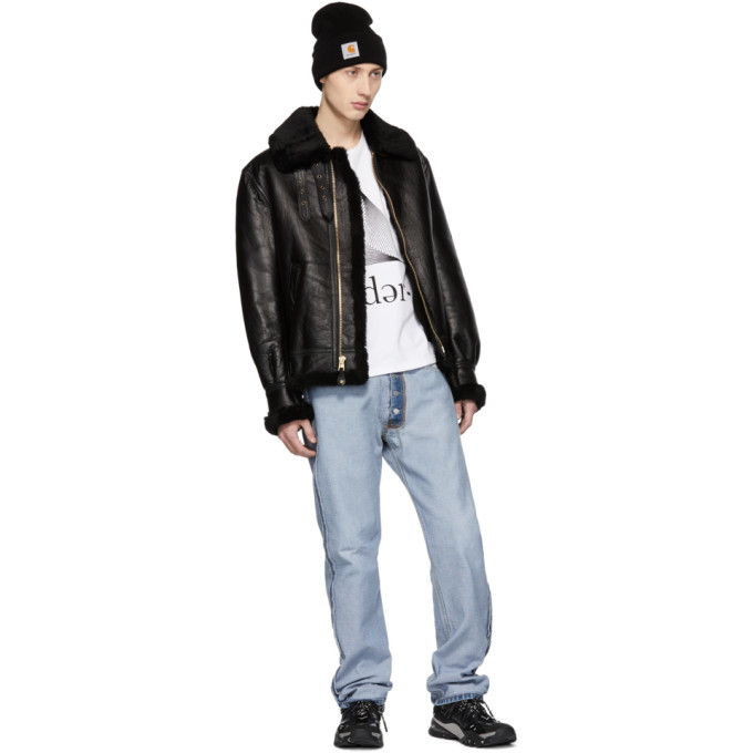 Schott Black B-3 Shearling Jacket Schott