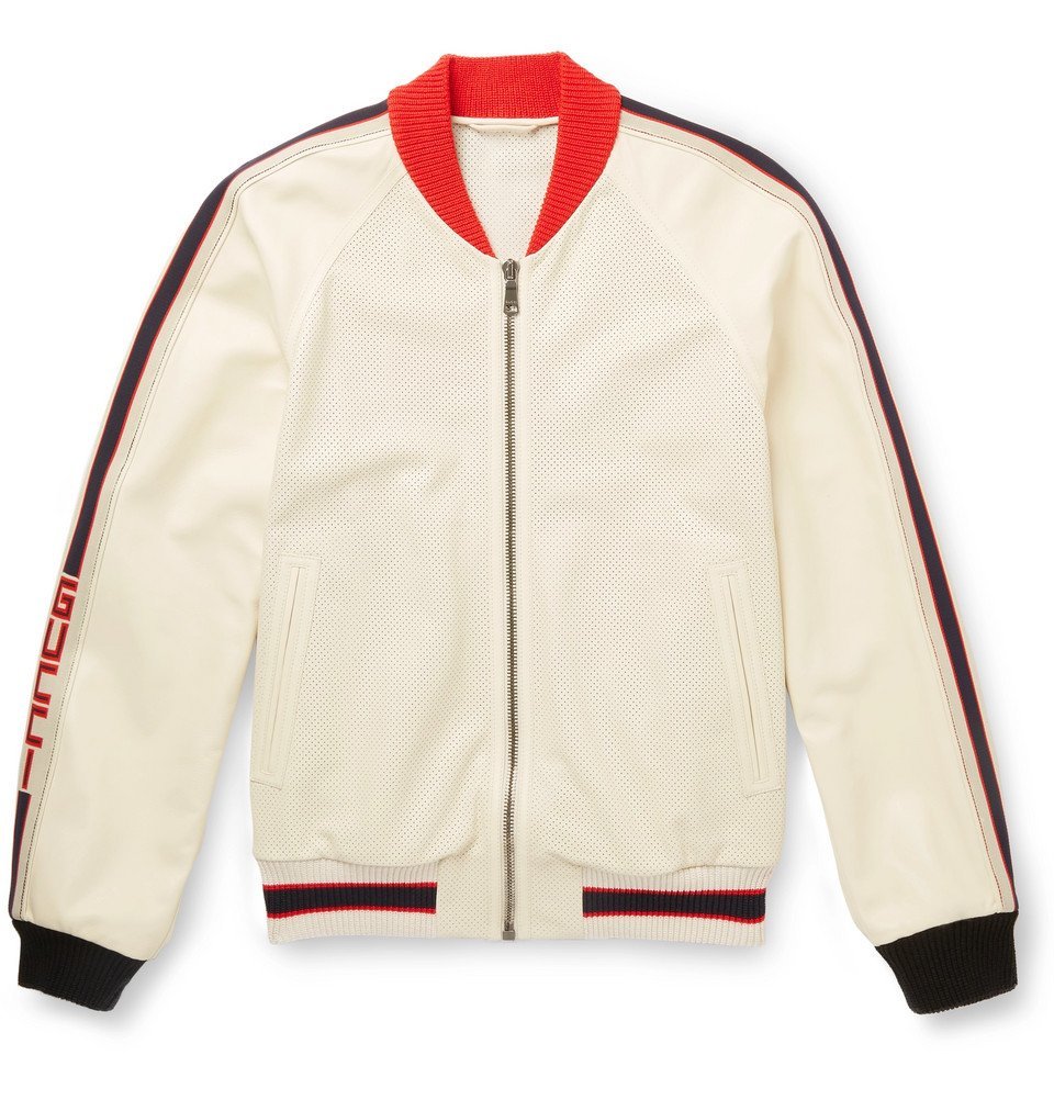 gucci mens leather bomber jacket