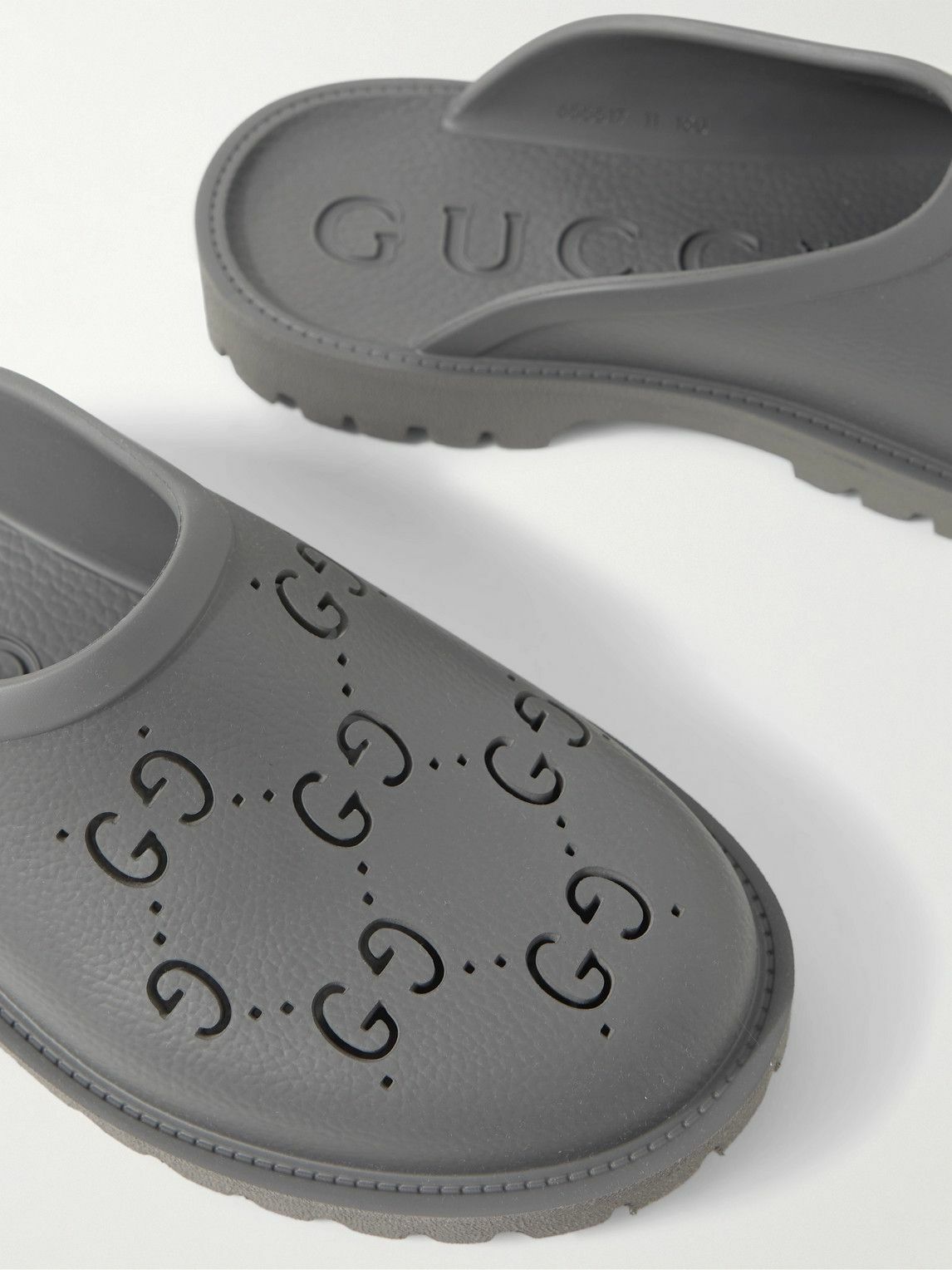 GUCCI Elea LogoPerforated Rubber Clogs Gray Gucci