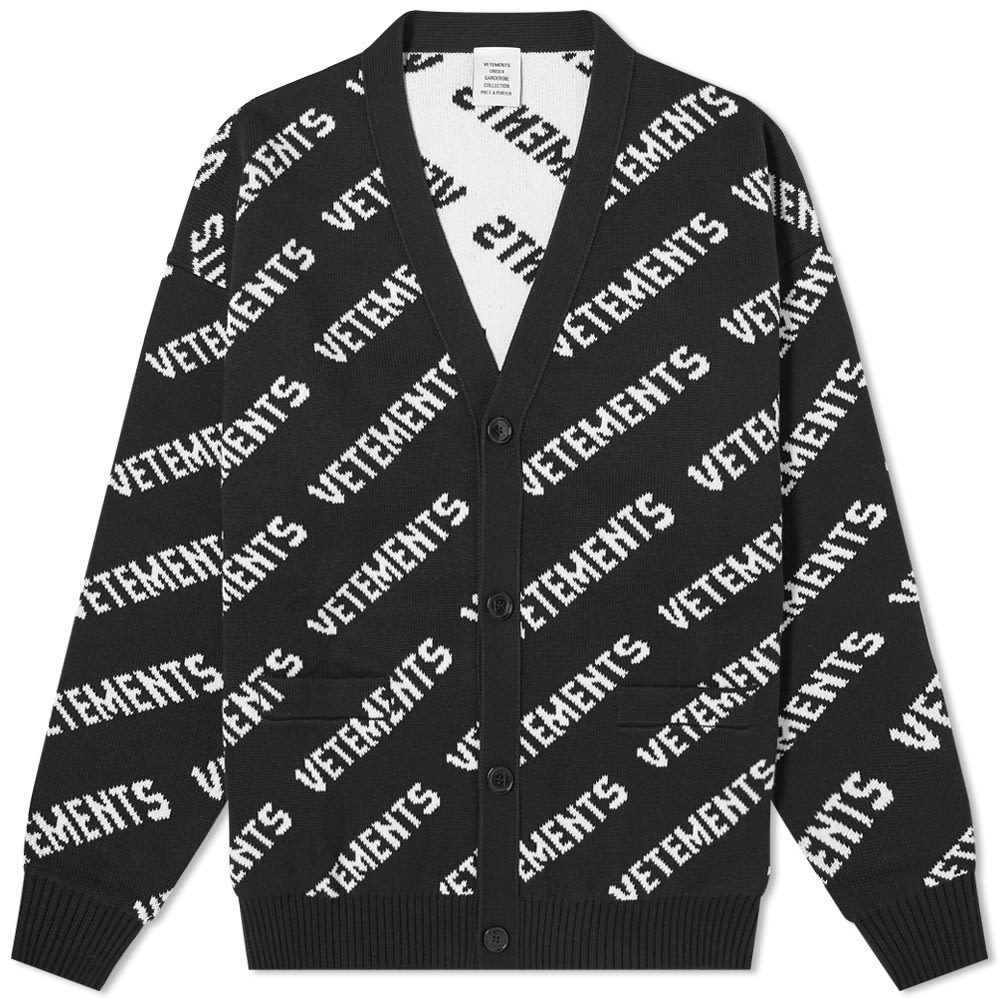 VETEMENTS All Over Logo Knitted Cardigan Vetements