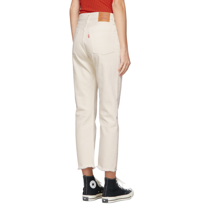 Levis Off-White 501 Original Cropped Jeans Levis