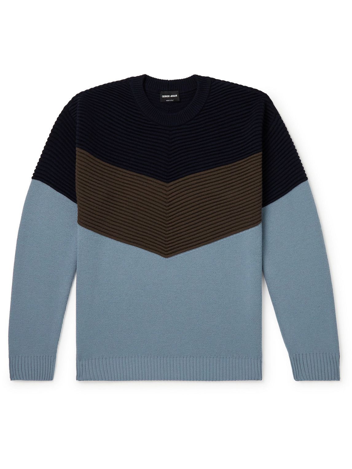 Ribbed Colour-Block Virgin Wool Sweater 