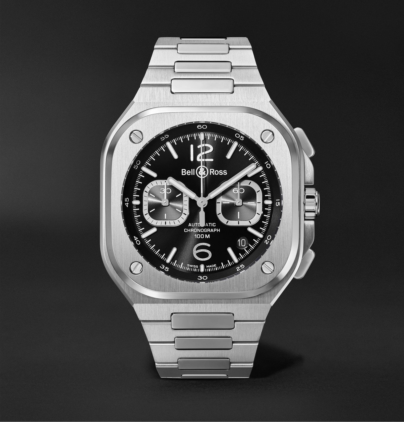BELL & ROSS BR 05 Automatic Chronograph 42mm Stainless Steel Watch, Ref. No. BR05CBLST/SST