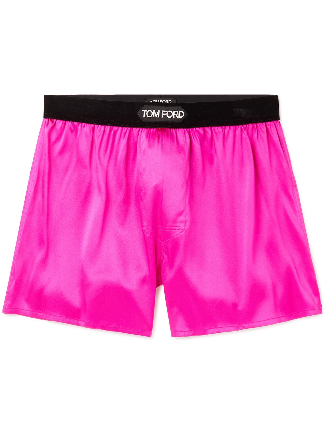TOM FORD - Velvet-Trimmed Stretch-Silk Satin Boxer Shorts - Pink TOM FORD