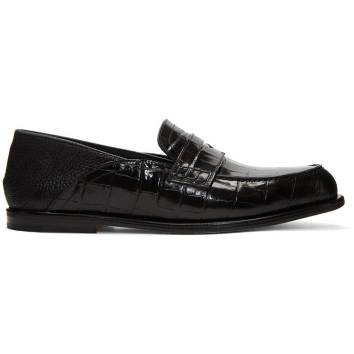 Loewe Black Croc Convertible Loafers Loewe